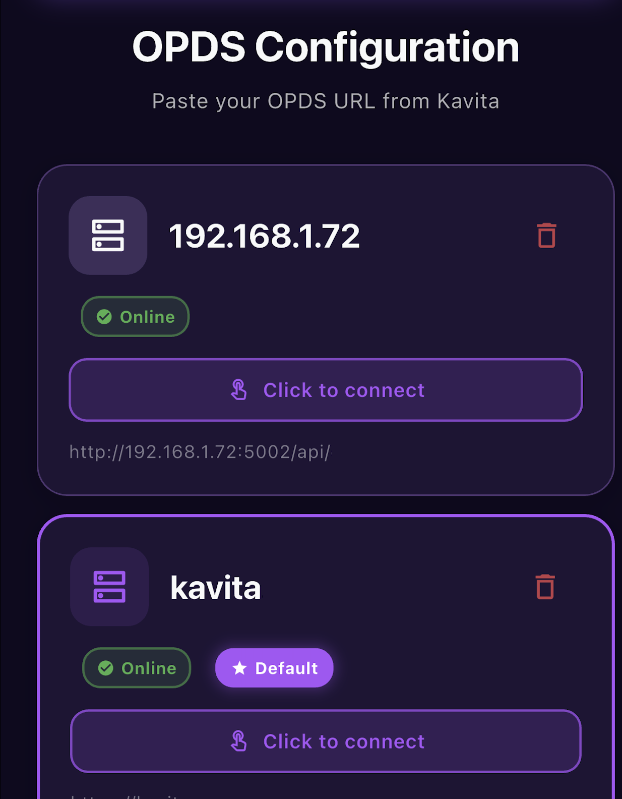 Configuration multi-serveurs - sélection