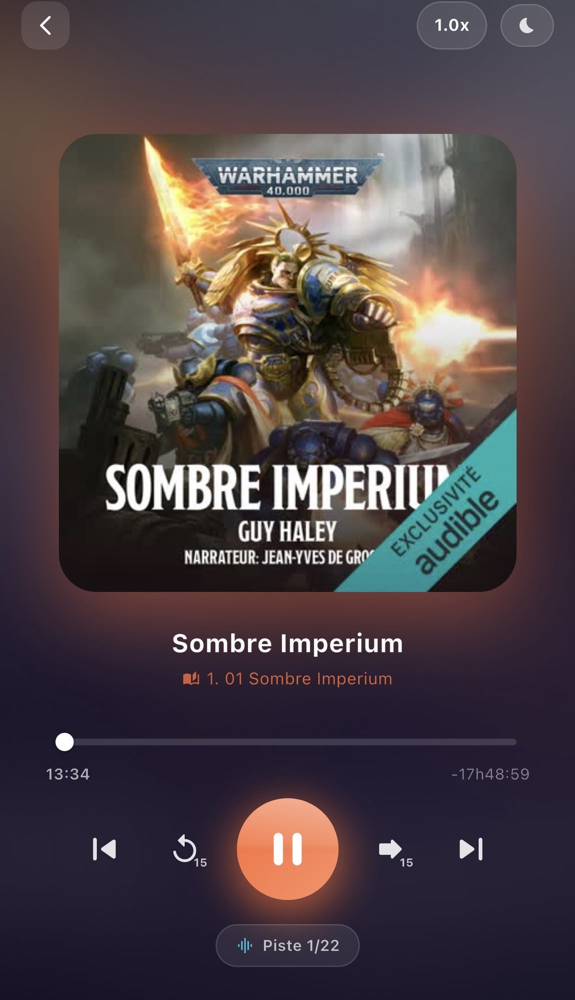 Lecteur audio en cours d'écoute