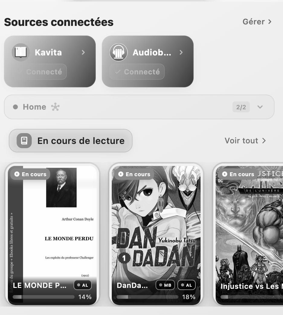 Sources connectées et lecture en cours